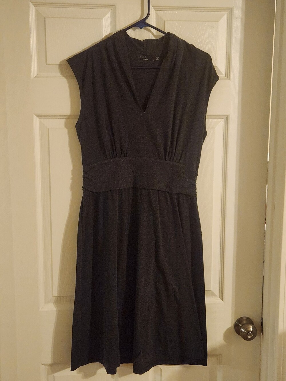 prAna Corissa Soft Shirred Waist Fit and Flare Charcoal Gray Dress - Picture 1 of 3